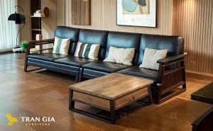 Ghế sofa sau khi được bọc nệm bằng da cao cấp